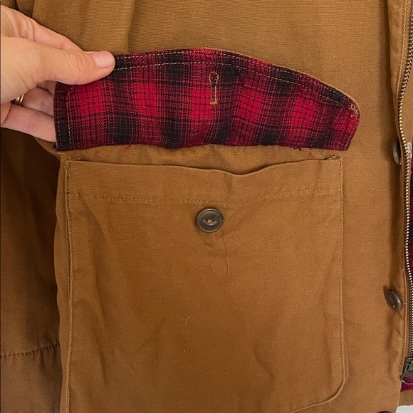 Orvis Tan Field Barn Chore Jacket with Dark Corduroy Collar Sz XL - Picture 4 of 11